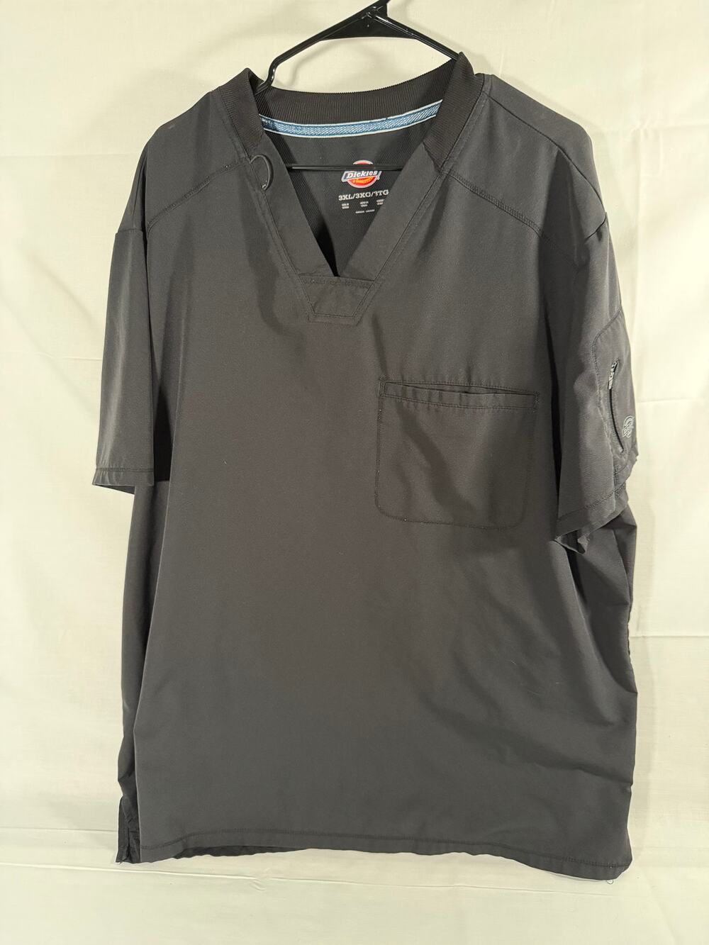 Dickies Scrub Top 3XL Black V-Neck Workwear Zipper Sleeve Pocket 26x33